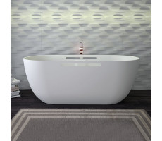 Ванна из материала Stone 170х75 KNIEF Lotus 0600-610-01 с перелив и выпуск Click-Clack хром, с ручками, Белая матовая