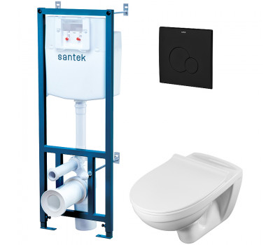 ПЭК унитаз с инсталляцией Santek Бореаль 1WH501775 с сиденьем Микролифт и черной матовой клавишей смыва