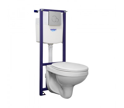 Пэк: Santeri Альфа 1.3816.4.S00.00B.0 комфорт подвесной унитаз с сиденьем + инсталляция + панель смыва Пэк: Santeri Альфа 1.3816.4.S00.00B.0 комфорт подвесной унитаз с сиденьем + инсталляция + панель смыва