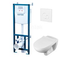 Пэк Santek Бореаль 1WH501832 rimless подвесной, безободковый унитаз с тонким сиденьем, инсталляция, панель белого цвета