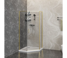 Душевое ограждение 100х100 см Azario SAKURA AZ-21C-100-BGL-CL прозрачное стекло 6 мм, профиль брашированное золото