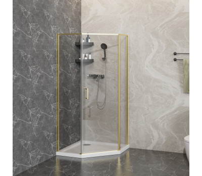 Душевое ограждение 90х90 см Azario SAKURA AZ-21C-90-BGL-CL прозрачное стекло 6 мм, профиль брашированное золото Душевое ограждение 90х90 см Azario SAKURA AZ-21C-90-BGL-CL прозрачное стекло 6 мм, профиль брашированное золото