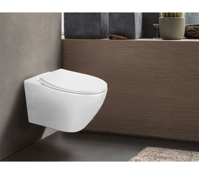 Унитаз подвесной Azario Keras AZ-99046W безободковый, с быстросъемным сиденьем микролифт, белый глянцевый Унитаз подвесной Azario Keras AZ-99046W безободковый, с быстросъемным сиденьем микролифт, белый глянцевый