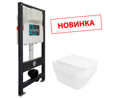 Сет AZARIO NEW AZ-501A+AZ-0062 Инсталляция для подвесного унитаза 3/6л + подвесной нитаз Azario MONEO безободковый, в комплекте с быстросъемным сидением микролифт