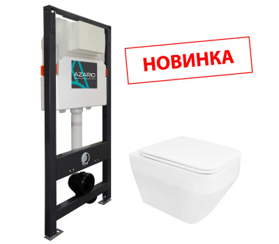 Сет AZARIO NEW AZ-501A+AZ-0062 Инсталляция для подвесного унитаза 3/6л + подвесной нитаз Azario MONEO безободковый, в комплекте с быстросъемным сидением микролифт