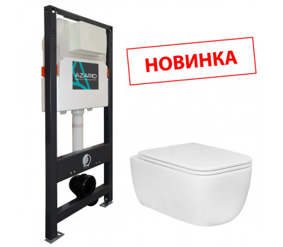 Сет AZARIO NEW AZ-501A+AZ-0076 UQ1 Инсталляция для подвесного унитаза 3/6л + Подвесной унитаз FLAVIA слив "Торнадо" безободковый, с быстросъемным сиденьем микролифт