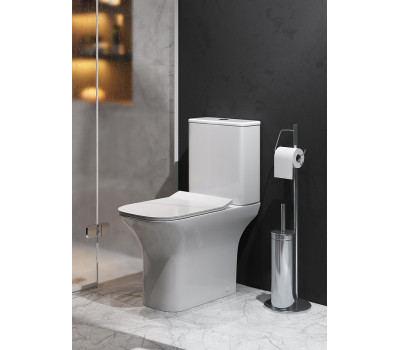 Унитаз-компакт Grossman Classic GR-4464SQ безободковый, белый с тонкой крышкой, микролифт, смыв торнадо