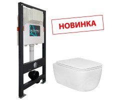 Сет AZARIO NEW AZ-501A+AZ-0076 UQ1 Инсталляция для подвесного унитаза 3/6л + Подвесной унитаз FLAVIA слив "Торнадо" безободковый, с быстросъемным сиденьем микролифт