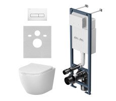 Инсталляция с подвесным унитазом Aquaspin с сиденьем микролифт и клавишей AM.PM Like IS110301.801900 Синий, белый 