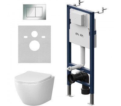 Инсталляция с клавишей с подвесным унитазом AM.PM Like IS90251.801900 Синий, белый, хром Инсталляция с клавишей с подвесным унитазом AM.PM Like IS90251.801900 Синий, белый, хром