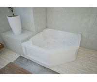 Акриловая ванна Aquatek Лира 148х148  с гидромассажем (пневмоуправление) с фронтальным экраном 