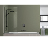 Шторка для ванны Azario Merrit 80х140 AZ-NF6211-1 800 BLACK прозрачное стекло 6 мм, цвет профиля черный