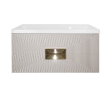 Тумба подвесная 100см Azario ZENA 100/2 с раковиной CLASSIK 100, кашемир, ручка золото (CS00096979)