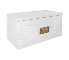 Тумба подвесная 100см Azario ZENA 100/2 с раковиной CLASSIK 100, белый глянец, ручка золото (CS00097709)
