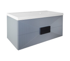 Тумба подвесная 100см Azario ZENA 100/2 с раковиной CLASSIK 100, серый, ручка золото (CS00097710)