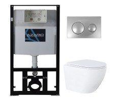 Сет AZARIO AZ-8010-1000+AZ-8200-0011+AZ-0046N инсталляция с панелью смыва + унитаз Grado N с сидением микролифт+ клавиша 0011, хром глянцевый Сет AZARIO AZ-8010-1000+AZ-8200-0011+AZ-0046N инсталляция с панелью смыва + унитаз Grado N с сидением микролифт+ клавиша 0011, хром глянцевый