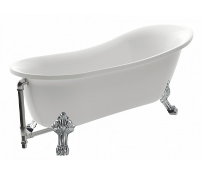 Ванна акриловая, свободностоящая классика 170х76 см  Azario CARDIFF CAR17076 в комплекте с сифоном и металлическими ножками