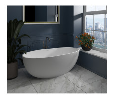 Ванна из искусственного камня 170х79 см Azario CHARTERS CHA17079S свободностоящая белая матовая, с белым матовым донным клапаном Ванна из искусственного камня 170х79 см Azario CHARTERS CHA17079S свободностоящая белая матовая, с белым матовым донным клапаном