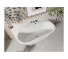 Ванна акриловая пристенная 170х75 см Azario ELCON ELC17075 в комплекте с сифоном и металлической рамой
