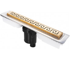 Желоб BERGES водосток В1 Antik 700, золото глянец, S-сифон D50/105 H50 вертикальный 092025 