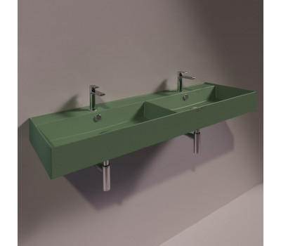 Двойная раковина с 2 отверстиями под смеситель 141х46см SIMAS Agile AG141D MM MIRTO MATT (зеленый матовый)