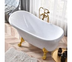 Ванна акриловая отдельностоящая 157х77 Cerutti SPA CLASSIC 150 CT9667 на львиных лапах золото