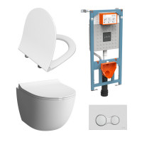 Комплект VitrA Sento 9830B003-7212 подвесной унитаз + инсталляция + кнопка