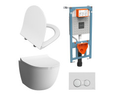 Комплект VitrA Sento 9830B003-7212 подвесной унитаз + инсталляция + кнопка Комплект VitrA Sento 9830B003-7212 подвесной унитаз + инсталляция + кнопка