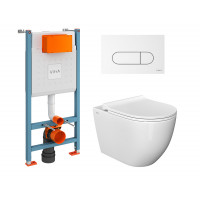 Комплект VitrA Aura 9873B003-7205 подвесной унитаз + инсталляция + кнопка
