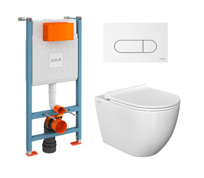Комплект VitrA Aura 9873B003-7205 подвесной унитаз + инсталляция + кнопка Комплект VitrA Aura 9873B003-7205 подвесной унитаз + инсталляция + кнопка