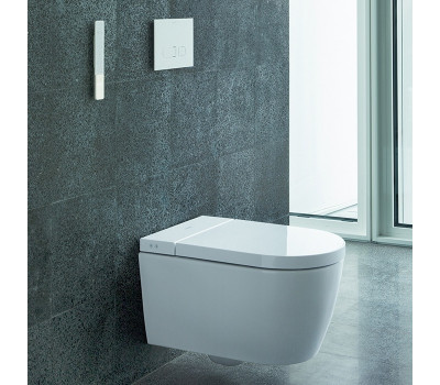 Комплект Duravit SensoWash® Starck f Plus SET: унитаз подвесной ME by Starck Rimless 375х575 мм с сиденьем SensoWash® f + инсталляция + бесконтактная стеклянная клавиш 650000012004320+WD1014000000+WD5003012000а, цвет белый