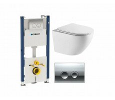 Комплект: Инсталляция Geberit Delta 21 + Унитаз подвесной безободковый Azario Trevi AZ-0093UQ3 Комплект: Инсталляция Geberit Delta 21 + Унитаз подвесной безободковый Azario Trevi AZ-0093UQ3
