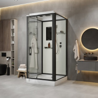 Душевая кабина Niagara Standart ST100/15Q/BL (100х100х215) квадрат, поддон 15см, распашная, профиль черный 