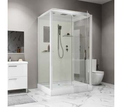 Душевая кабина Niagara Standart ST100/80/15Q (100х80х215) прямоугольник, поддон 15см, распашная, профиль белый Душевая кабина Niagara Standart ST100/80/15Q (100х80х215) прямоугольник, поддон 15см, распашная, профиль белый