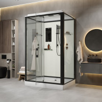 Душевая кабина Niagara Standart ST100/80/15Q/BL (100х80х215) прямоугольник, поддон 15см, распашная, профиль черный 