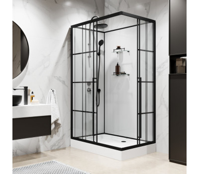 Душевая кабина Niagara Standart ST100/80/15QL/KL/BKT (100х80х225) низкий поддон (15см), черный, стекло прозрачное Душевая кабина Niagara Standart ST100/80/15QL/KL/BKT (100х80х225) низкий поддон (15см), черный, стекло прозрачное