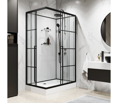 Душевая кабина Niagara Standart ST100/80/15QR/KL/BKT (100х80х225) низкий поддон (15см), черный, стекло прозрачное Душевая кабина Niagara Standart ST100/80/15QR/KL/BKT (100х80х225) низкий поддон (15см), черный, стекло прозрачное