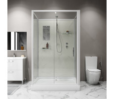 Душевая кабина Niagara Standart ST120/90/15Q/BK (120х90х200) прямоугольник, поддон 15см, распашная, профиль белый, без крыши Душевая кабина Niagara Standart ST120/90/15Q/BK (120х90х200) прямоугольник, поддон 15см, распашная, профиль белый, без крыши