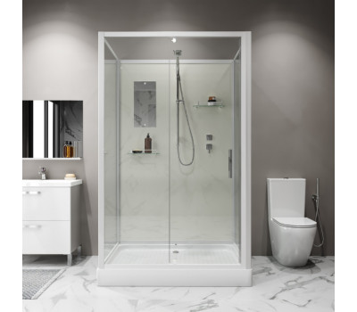 Душевая кабина Niagara Standart ST120/90/15Q/BK (120х90х200) прямоугольник, поддон 15см, распашная, профиль белый, без крыши Душевая кабина Niagara Standart ST120/90/15Q/BK (120х90х200) прямоугольник, поддон 15см, распашная, профиль белый, без крыши