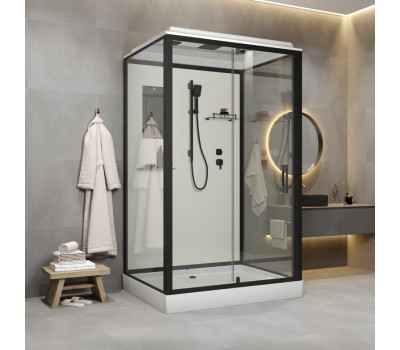 Душевая кабина Niagara Standart ST120/90/15Q/BL (120х90х215) прямоугольник, поддон 15см, распашная, профиль черный 