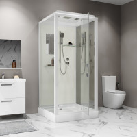 Душевая кабина Niagara Standart ST90/15Q (90х90х215) квадрат, поддон 15см, распашная, профиль белый 