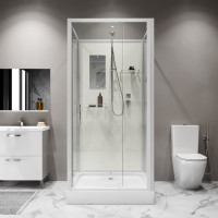 Душевая кабина Niagara Standart ST90/15Q/BK (90х90х200) квадрат, поддон 15см, распашная, профиль белый, без крыши