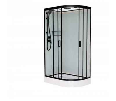 Душевая кабина 110х80см Frank F411L М Black левосторонняя матовое стекло