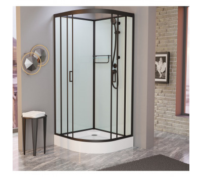 Душевая кабина 80х80 см Frank F408 Black без крыши, чёрный цвет 