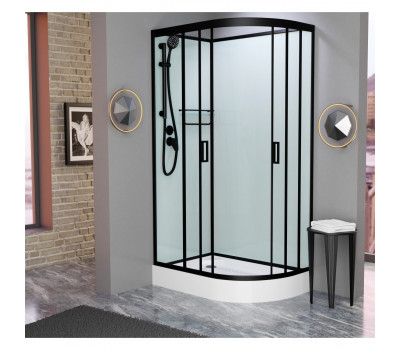 Душевая кабина 120х80 см Frank F412R Black без крыши, черный