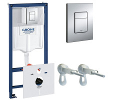 Инсталляция для подвесного унитаза 4 в 1 Grohe Rapid SL 38775001 с кнопкой Skate Cosmopolitan, хром Инсталляция для подвесного унитаза 4 в 1 Grohe Rapid SL 38775001 с кнопкой Skate Cosmopolitan, хром