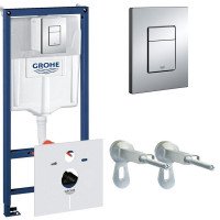 Инсталляция для подвесного унитаза 4 в 1 Grohe Rapid SL 38775001 с кнопкой Skate Cosmopolitan, хром