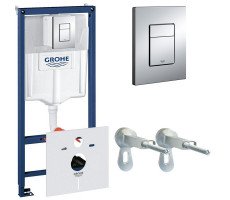 Инсталляция для подвесного унитаза 4 в 1 Grohe Rapid SL 38775001 с кнопкой Skate Cosmopolitan, хром