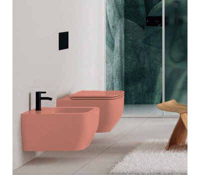Унитаз подвесной безободковый Scarabeo MOON 5126CL40 Glossy Peach персиковый (сиденье отдельно)