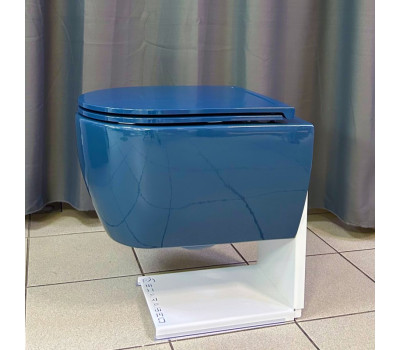 Унитаз подвесной, безободковый Twist Scarabeo 5201TW60 Glossy OCEAN синий глянцевый